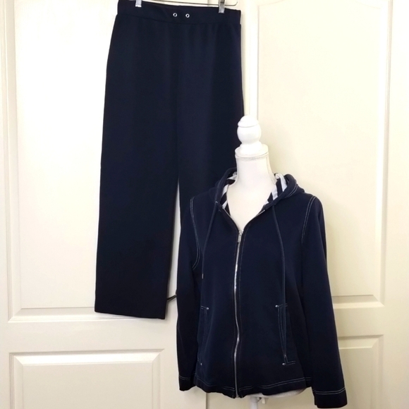 Anne Klein large and XL athletic jogger track suit navy blue 2 piece athletic - Picture 1 of 14